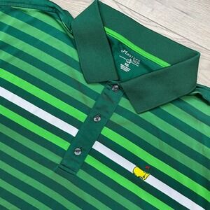 Masters Tech Polo Shirt Mens XXL Green Striped Short Sleeve Golf Tournament